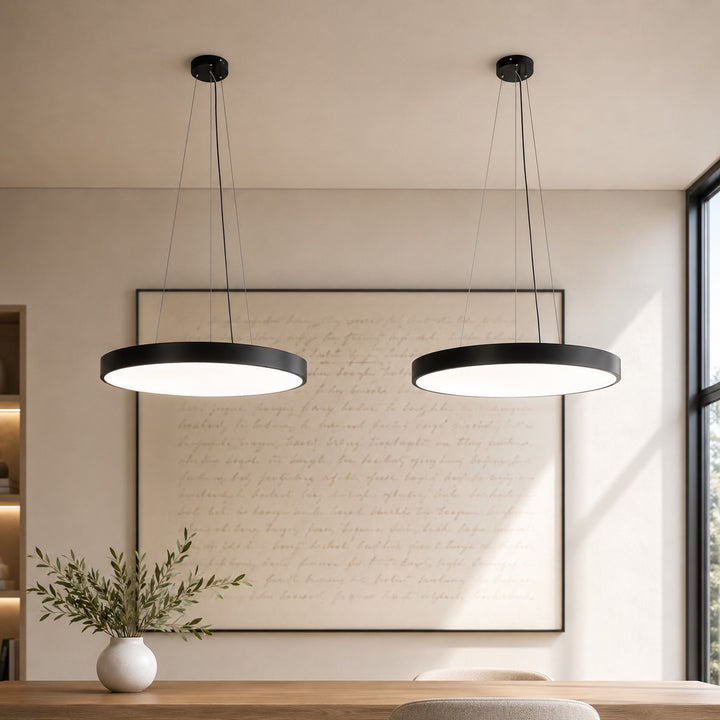 Modern Round Pendant Light Adjustable Hanging Metal Acrylic LED Dimmable Fixture
