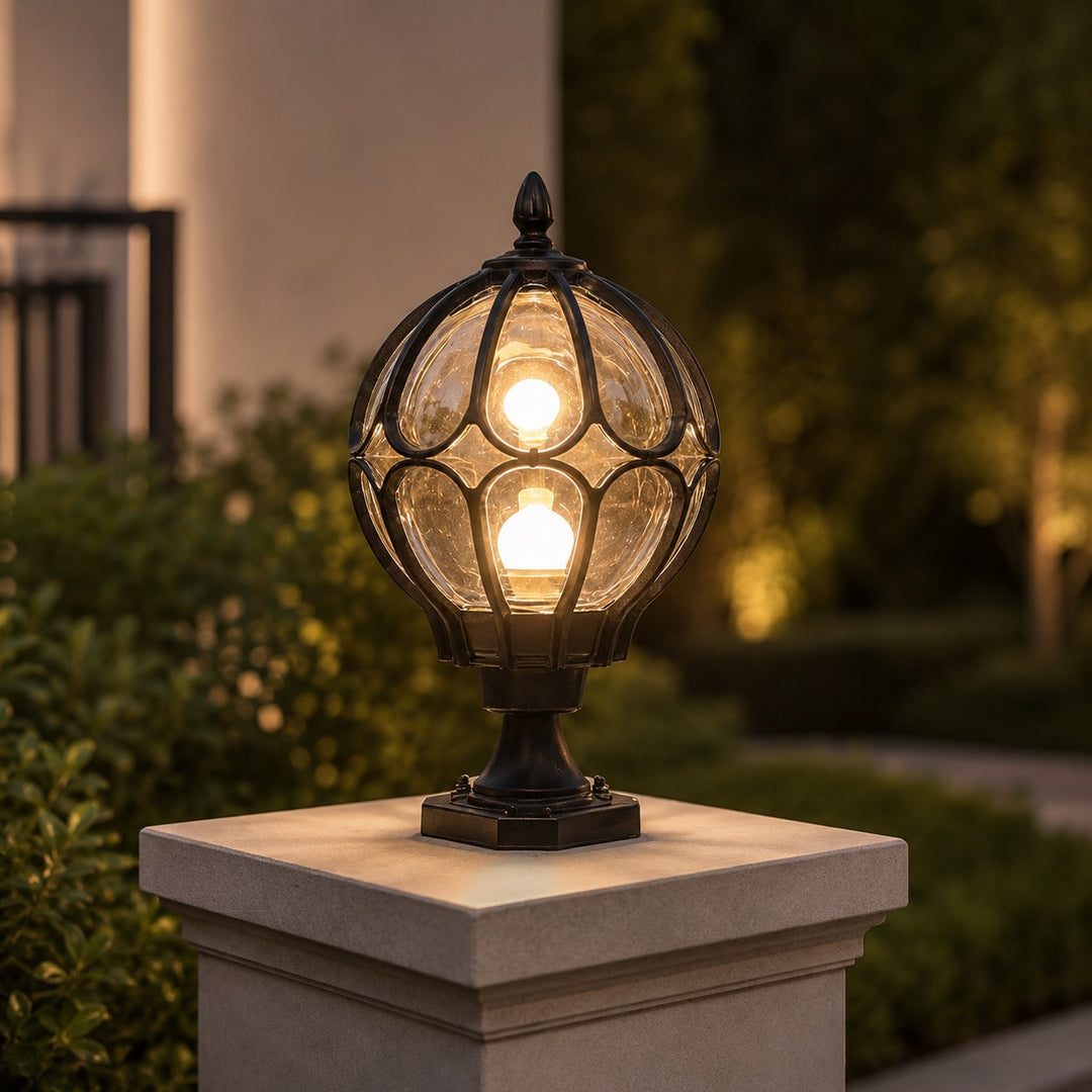 Modern Outdoor Wall Light Metal Base Glass Shade IP65 Rated