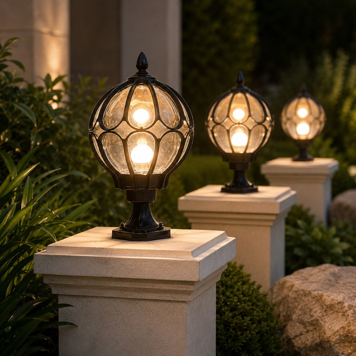 Modern Outdoor Wall Light Metal Base Glass Shade IP65 Rated