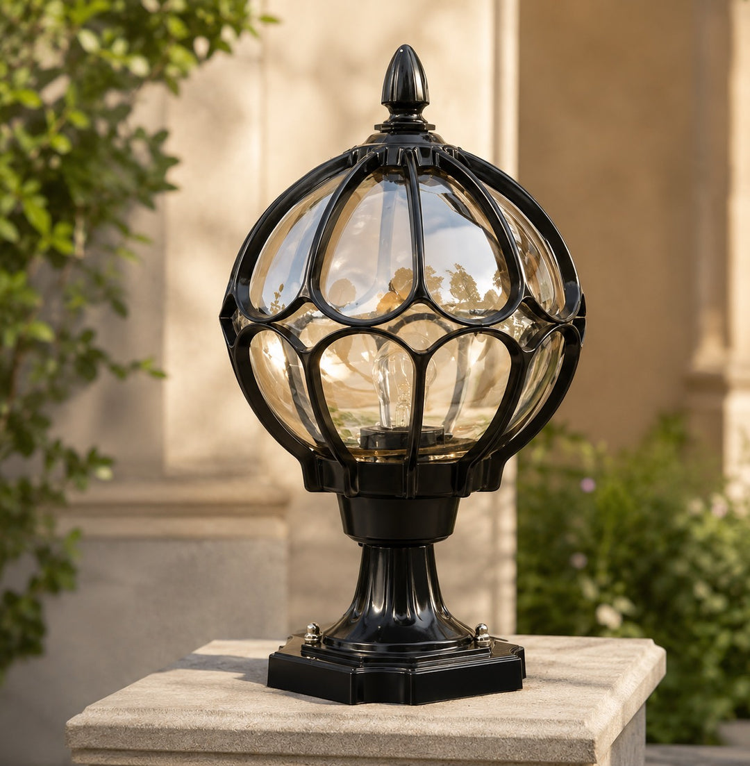 Modern Outdoor Wall Light Metal Base Glass Shade IP65 Rated
