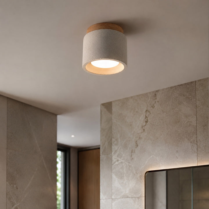 Modern Minimalist Round Ceiling Light Fixture Concrete LED GX53 Adjustable Color Temperature