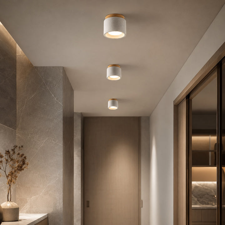 Modern Minimalist Round Ceiling Light Fixture Concrete LED GX53 Adjustable Color Temperature