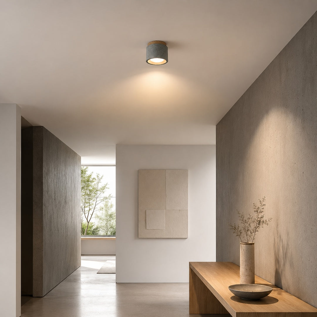 Modern Minimalist Round Ceiling Light Fixture Concrete LED GX53 Adjustable Color Temperature