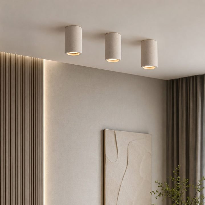 Modern Minimalist Round Ceiling Light Fixture Concrete LED Adjustable Ambient Lighting