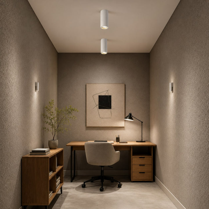 Modern Minimalist Round Ceiling Light Fixture Concrete LED Adjustable Ambient Lighting