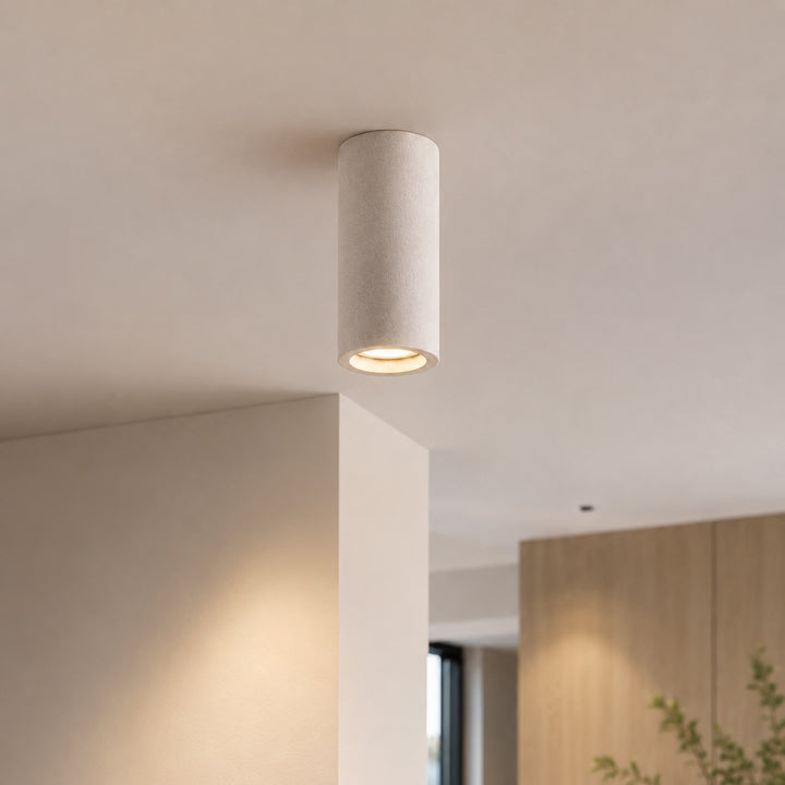 Modern Minimalist Round Ceiling Light Fixture Concrete LED Adjustable Ambient Lighting