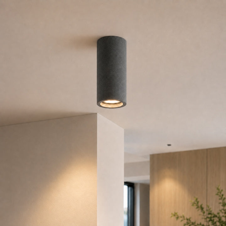 Modern Minimalist Round Ceiling Light Fixture Concrete LED Adjustable Ambient Lighting