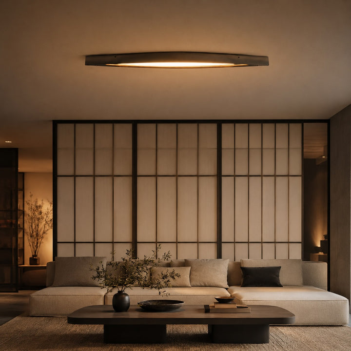 Modern Minimalist Ceiling Light Long Strip Diamond Shape Wood LED Adjustable Color Temperature