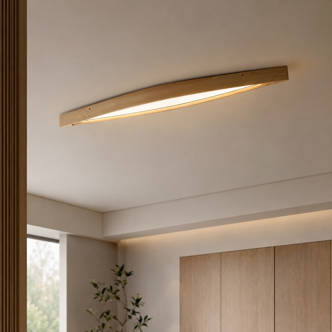 Modern Minimalist Ceiling Light Long Strip Diamond Shape Wood LED Adjustable Color Temperature
