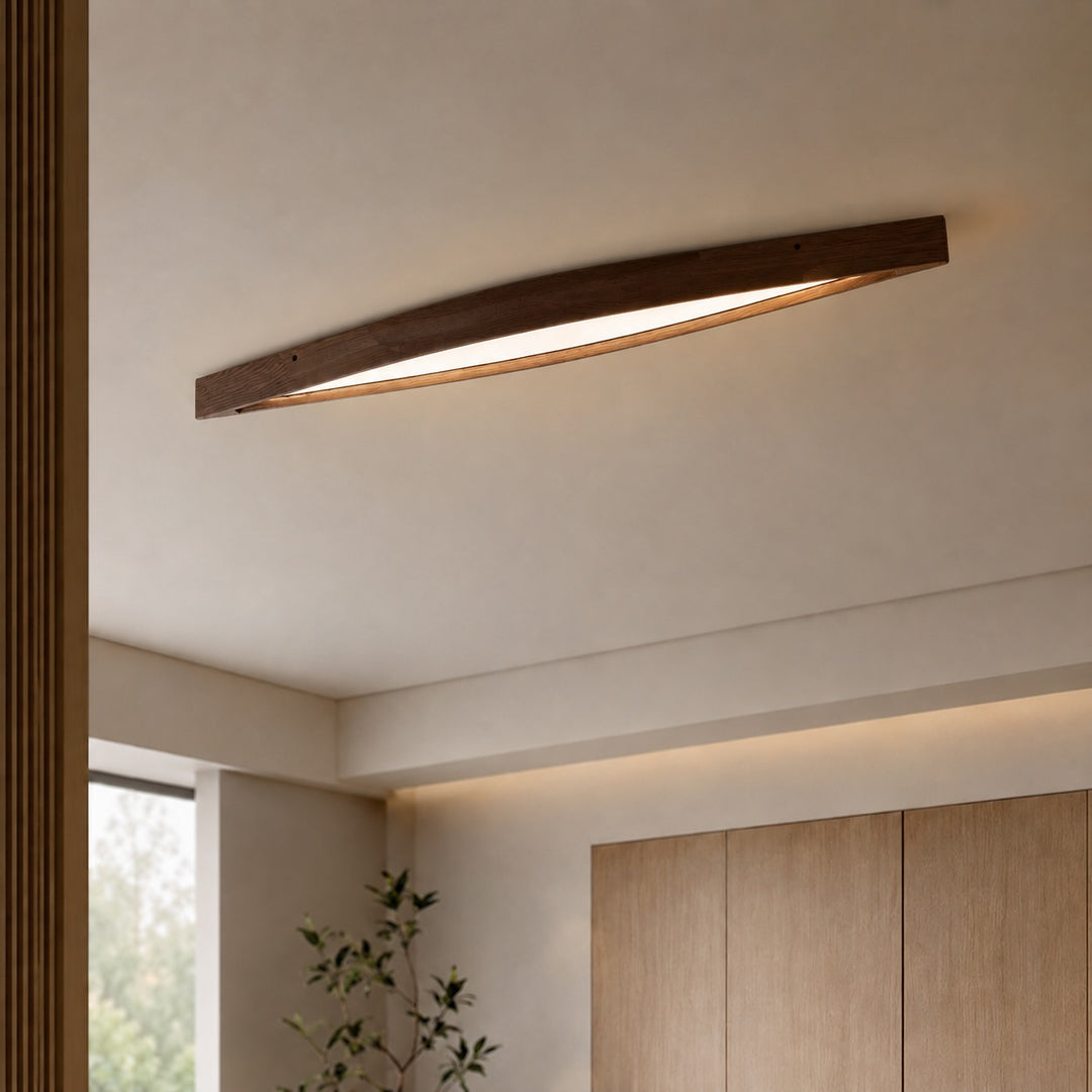 Modern Minimalist Ceiling Light Long Strip Diamond Shape Wood LED Adjustable Color Temperature