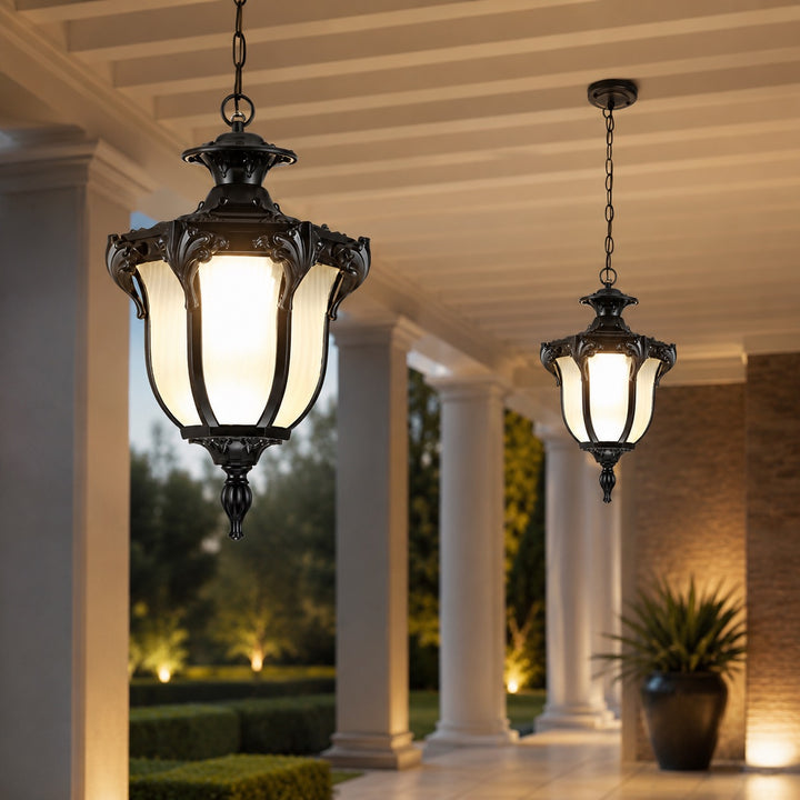 Vintage Outdoor Pendant Light Fixture Hanging Waterproof Aluminum Glass LED 5W 485lm
