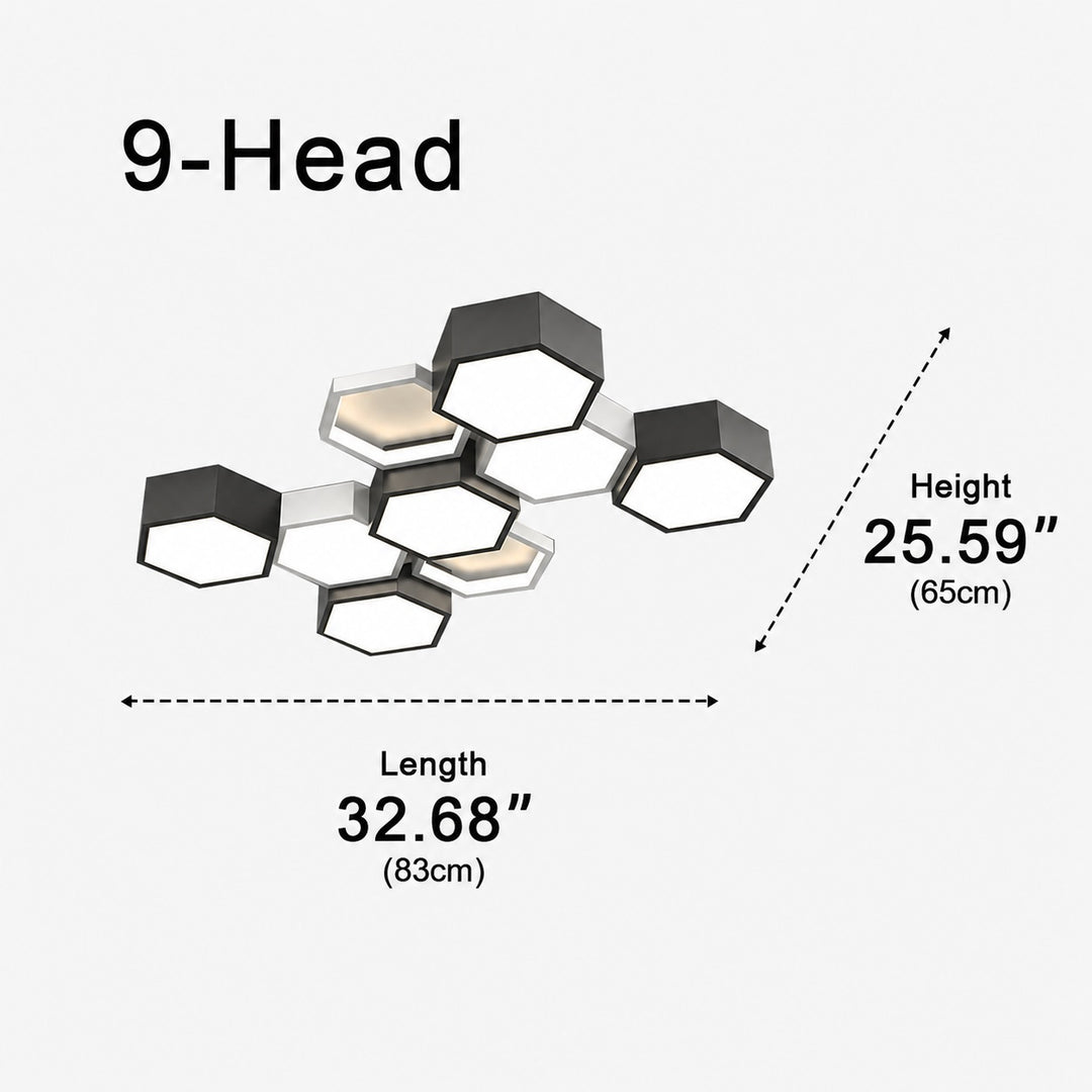 Modern Minimalist Indoor Ceiling Light Hexagon Design LED Adjustable Dimming Iron Acrylic