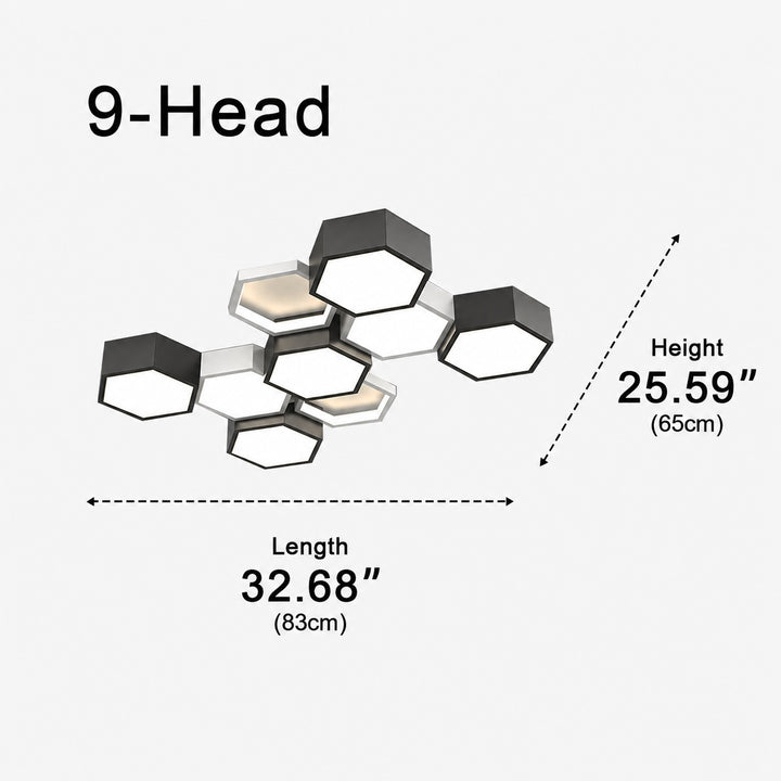 Modern Minimalist Indoor Ceiling Light Hexagon Design LED Adjustable Dimming Iron Acrylic