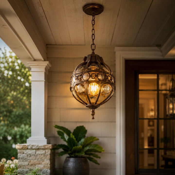 Modern Outdoor Pendant Lamp Adjustable Hanging Aluminum Glass Waterproof LED