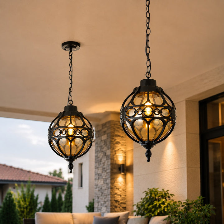 Modern Outdoor Pendant Lamp Adjustable Hanging Aluminum Glass Waterproof LED