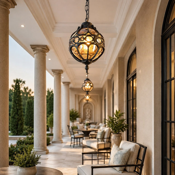 Modern Outdoor Pendant Lamp Adjustable Hanging Aluminum Glass Waterproof LED