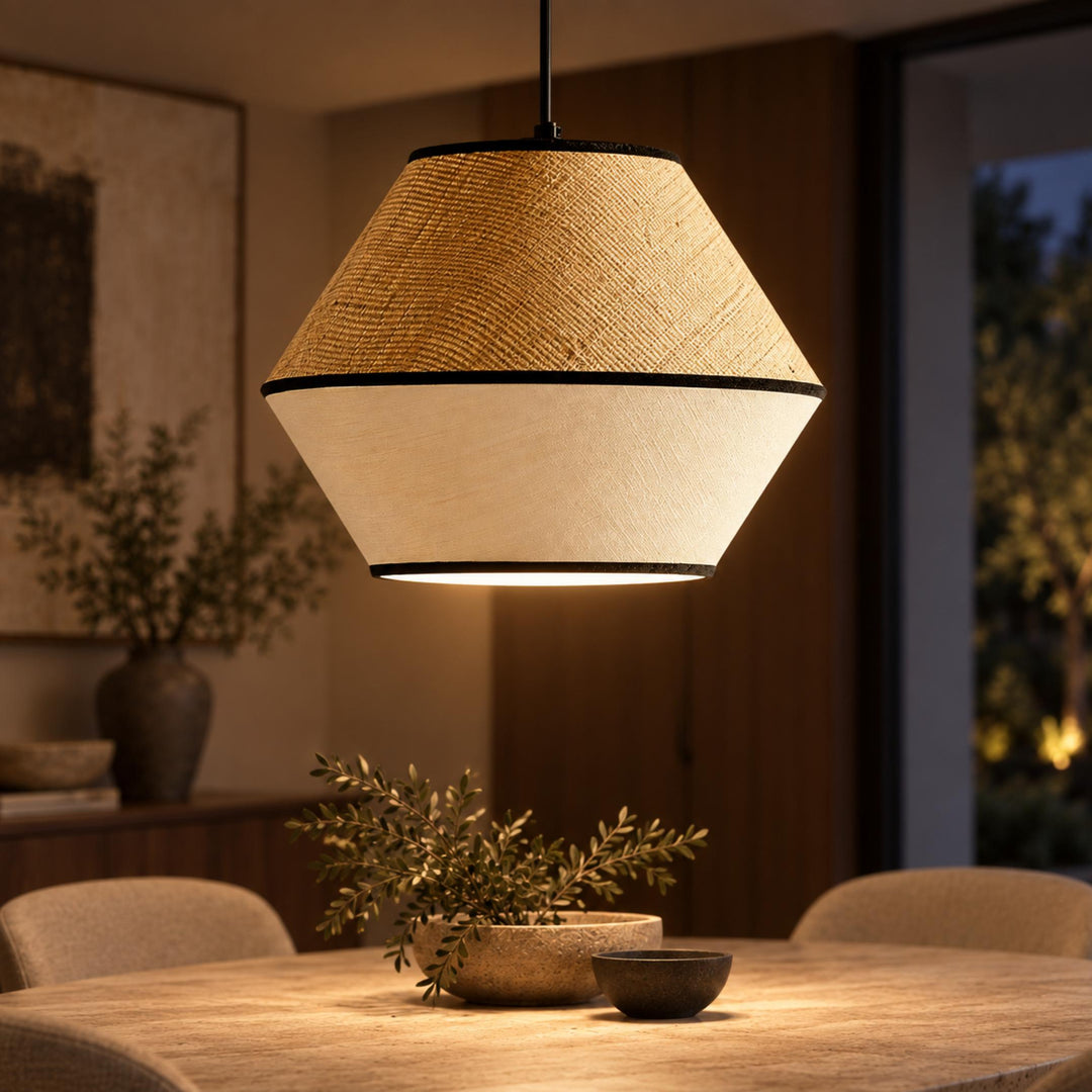 Modern Raffia Pendant Light Hanging Fixture Adjustable LED Natural Fiber Design