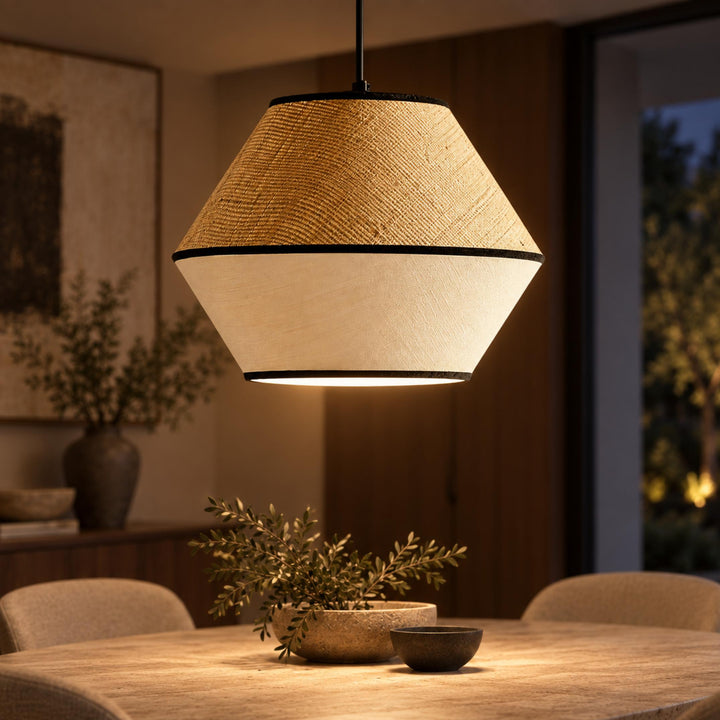 Modern Raffia Pendant Light Hanging Fixture Adjustable LED Natural Fiber Design