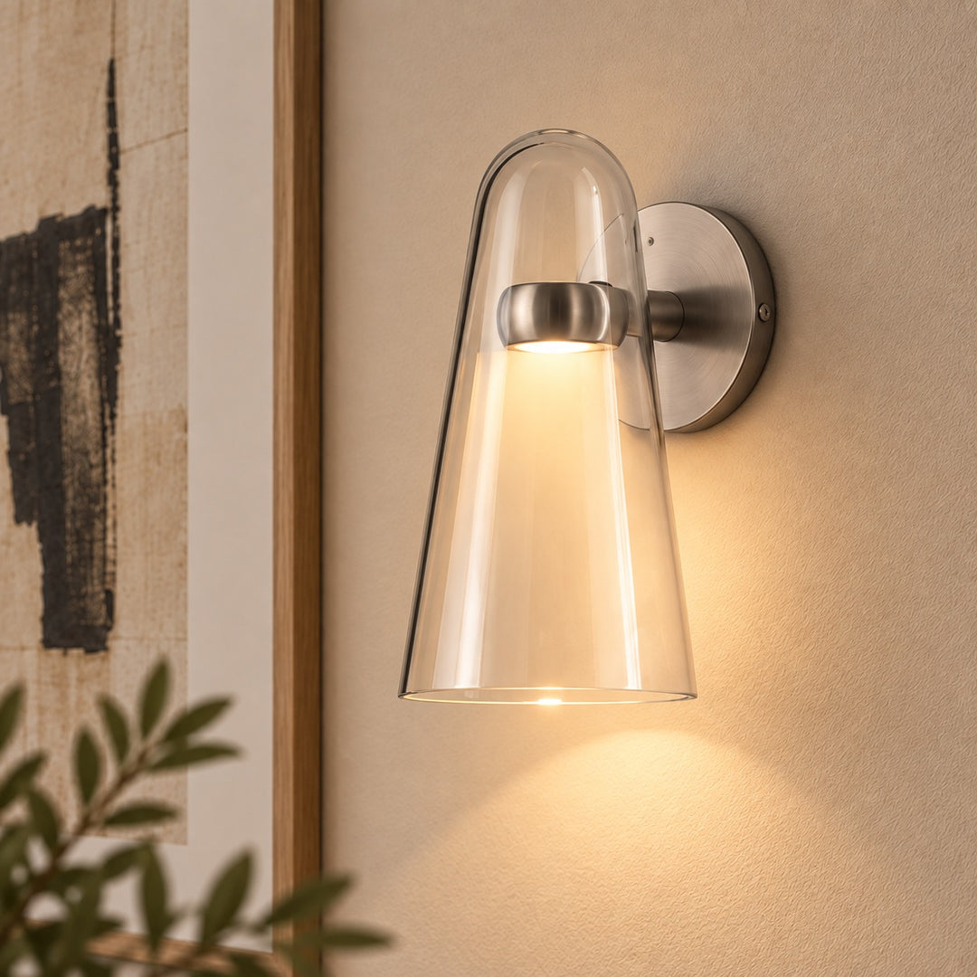 Modern Conical Glass Wall Lamp Adjustable LED Fixture for Ambient Lighting