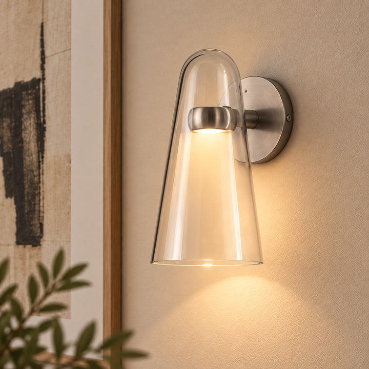 Modern Conical Glass Wall Lamp Adjustable LED Fixture for Ambient Lighting