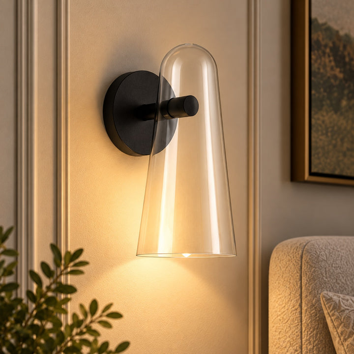Modern Conical Glass Wall Lamp Adjustable LED Fixture for Ambient Lighting