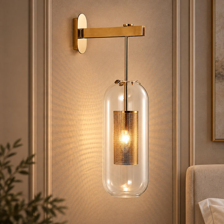 Modern Wall Sconce Lighting Adjustable Mount Glass and Metal LED Fixture for Home Decor