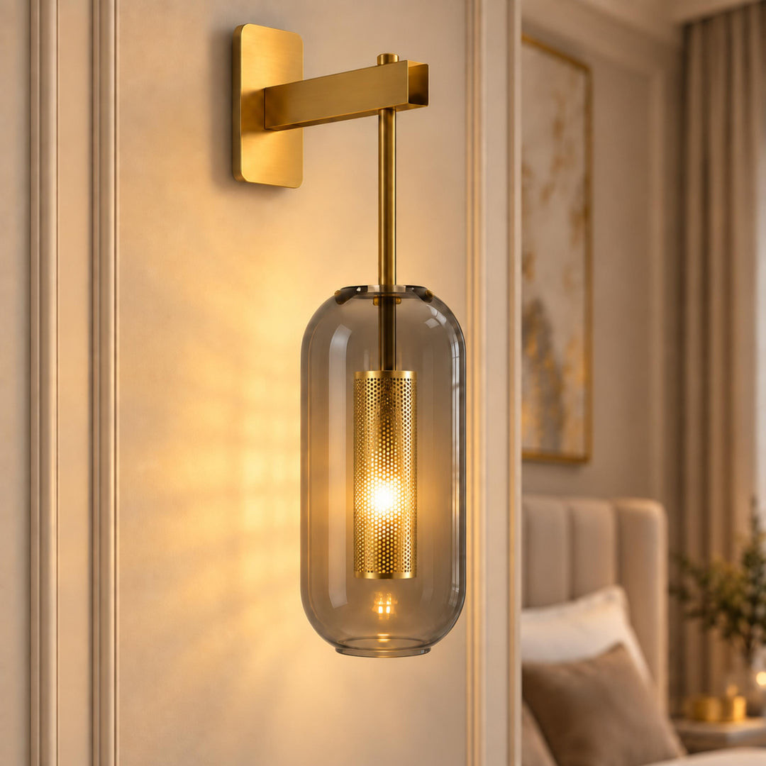 Modern Wall Sconce Lighting Adjustable Mount Glass and Metal LED Fixture for Home Decor