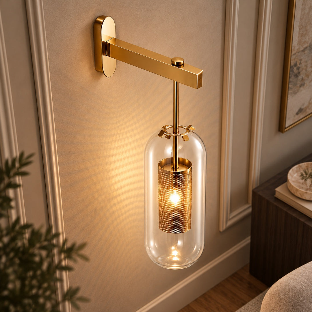 Modern Wall Sconce Lighting Adjustable Mount Glass and Metal LED Fixture for Home Decor