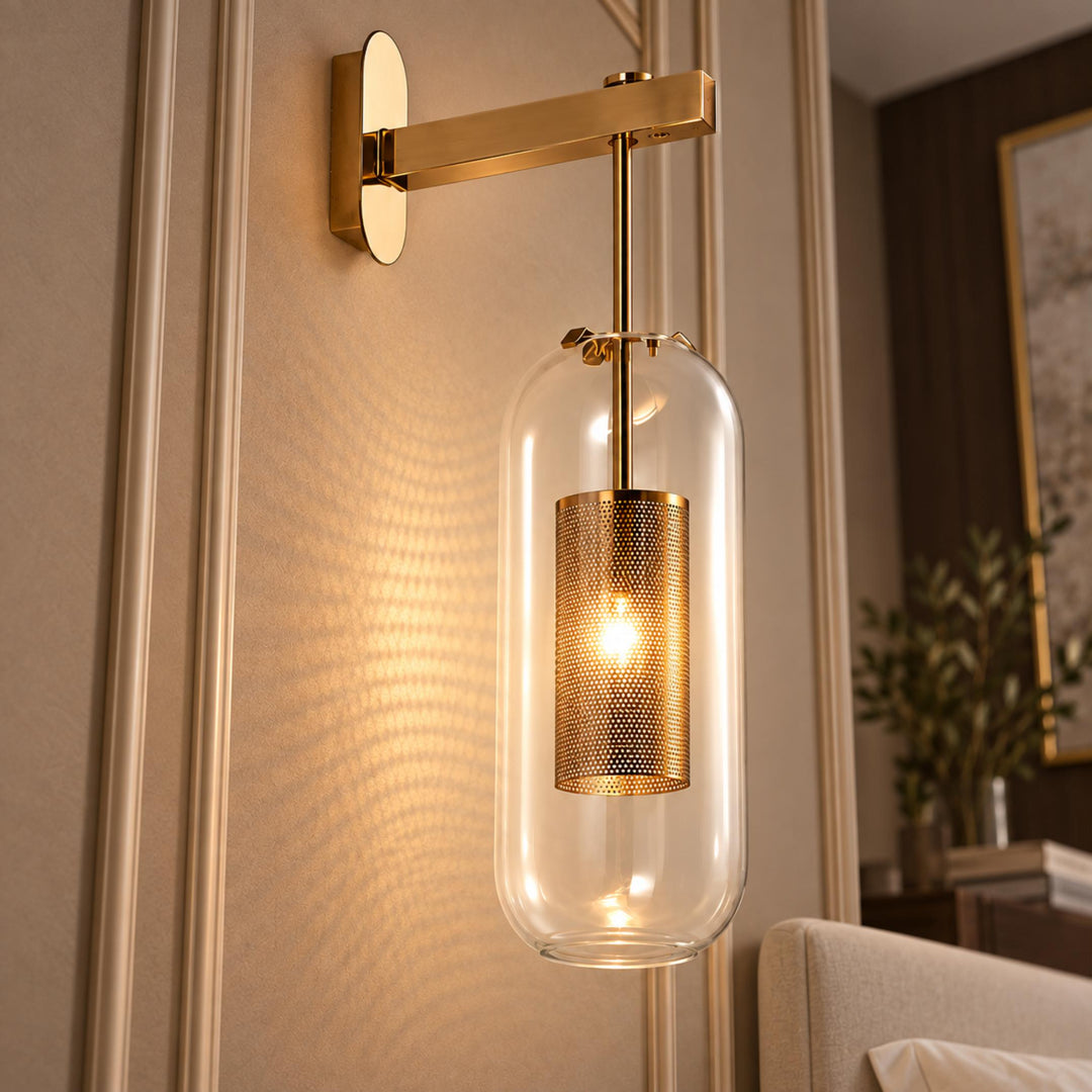 Modern Wall Sconce Lighting Adjustable Mount Glass and Metal LED Fixture for Home Decor