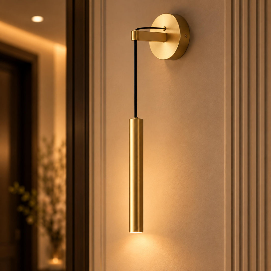 Modern Brass Wall Light Adjustable Dimmable Integrated LED Indoor Fixture