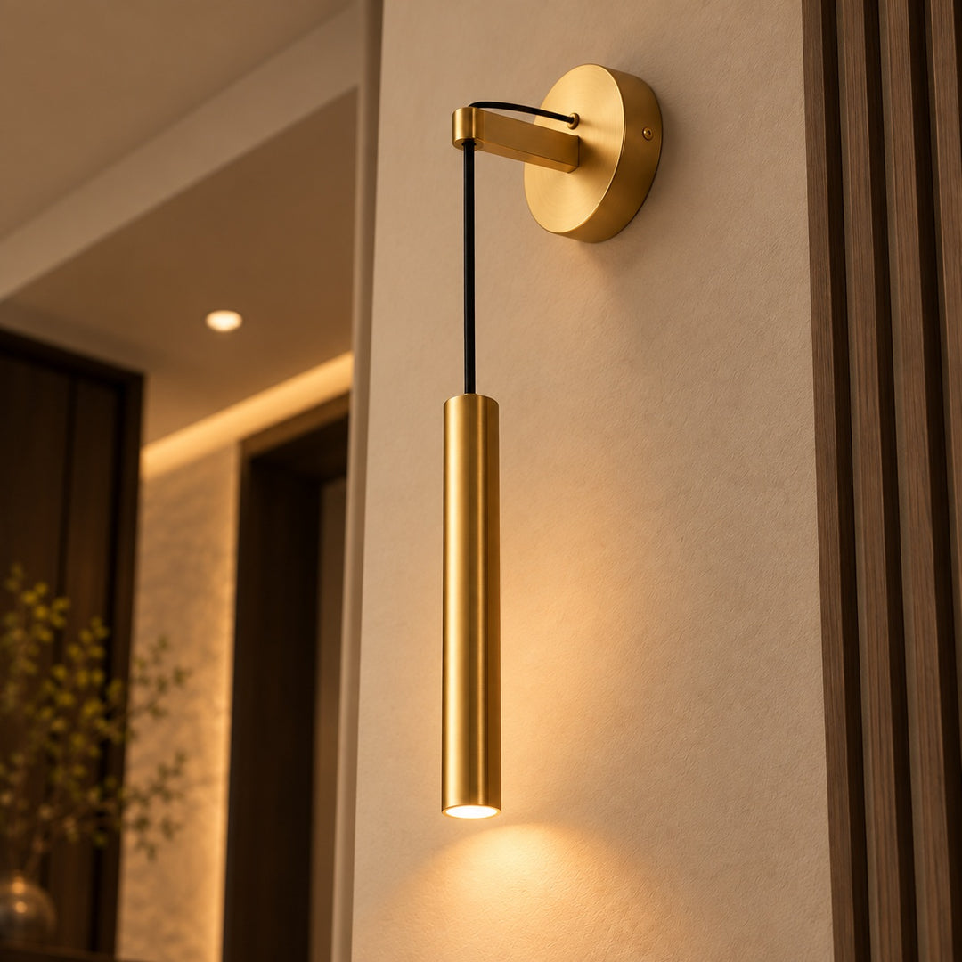 Modern Brass Wall Light Adjustable Dimmable Integrated LED Indoor Fixture