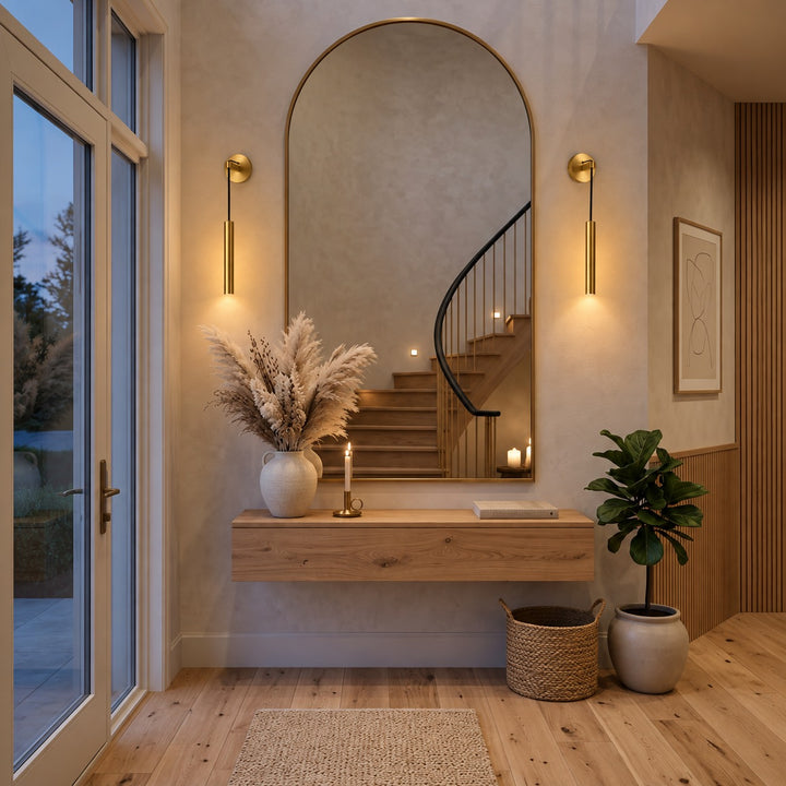 Modern Brass Wall Light Adjustable Dimmable Integrated LED Indoor Fixture