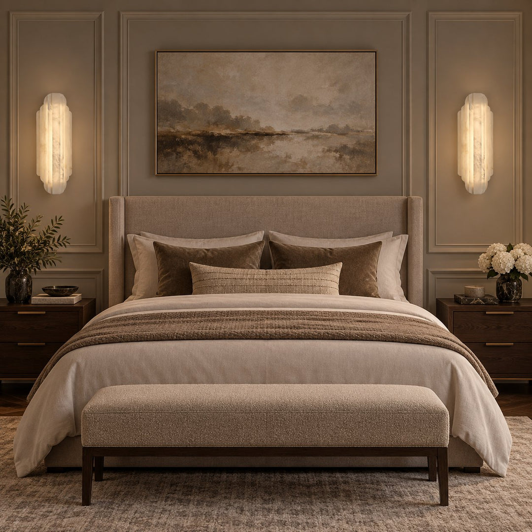 Modern Alabaster Wall Sconce Flush Mount Lighting Fixture with LED Technology