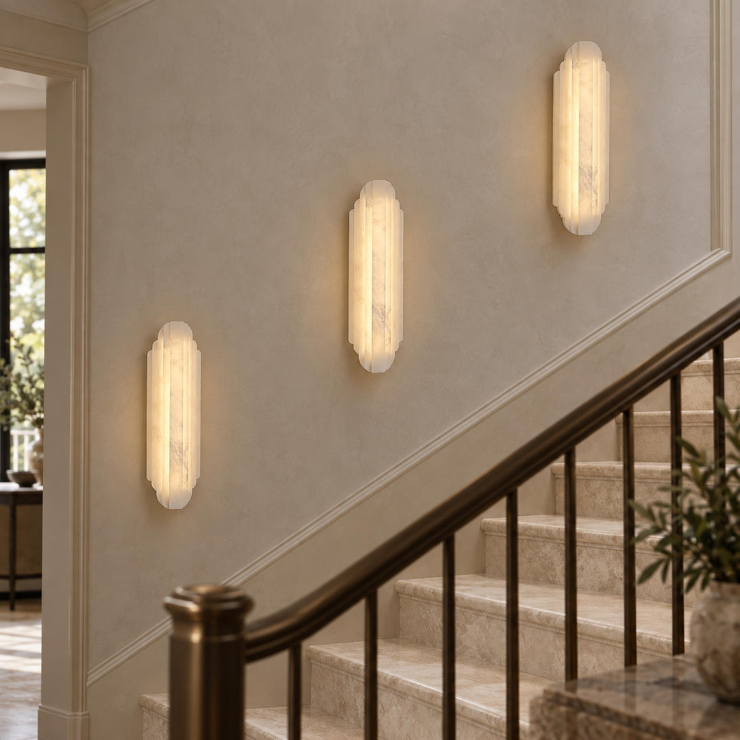 Modern Alabaster Wall Sconce Flush Mount Lighting Fixture with LED Technology