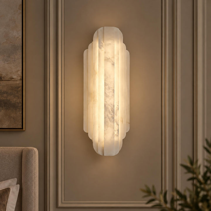 Modern Alabaster Wall Sconce Flush Mount Lighting Fixture with LED Technology
