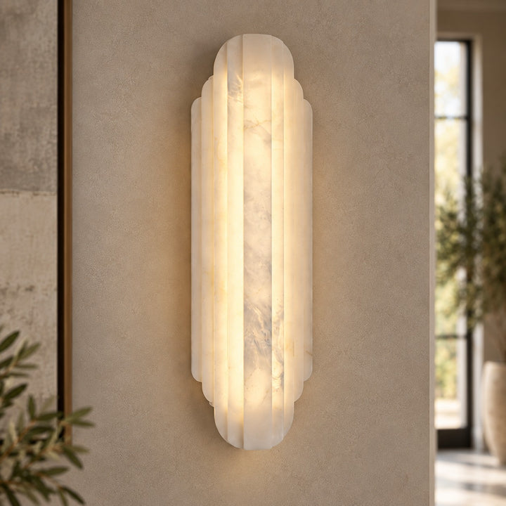 Modern Alabaster Wall Sconce Flush Mount Lighting Fixture with LED Technology