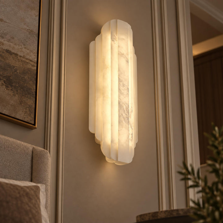 Modern Alabaster Wall Sconce Flush Mount Lighting Fixture with LED Technology