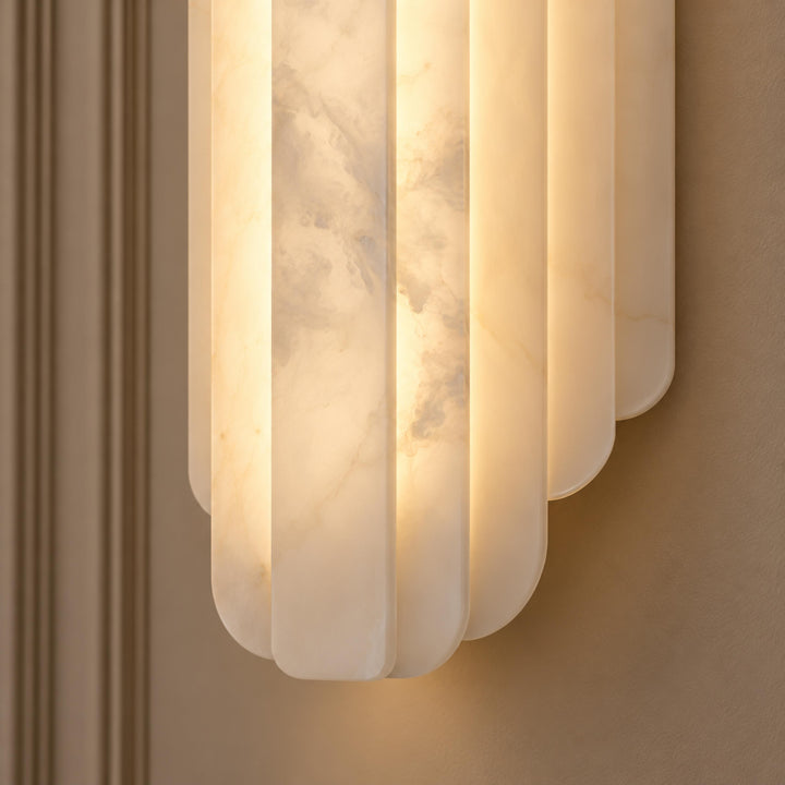 Modern Alabaster Wall Sconce Flush Mount Lighting Fixture with LED Technology