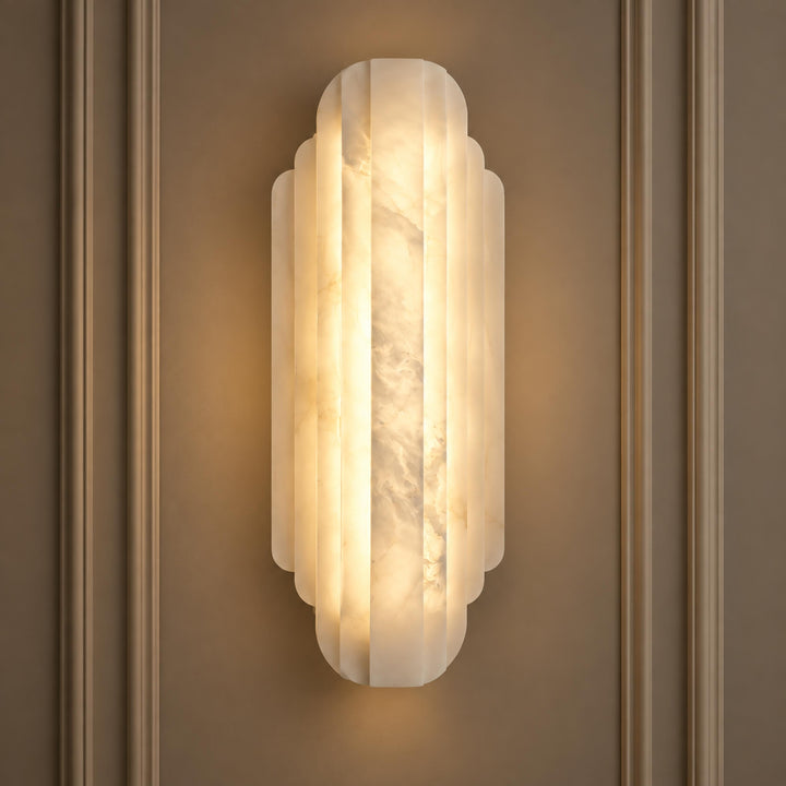 Modern Alabaster Wall Sconce Flush Mount Lighting Fixture with LED Technology