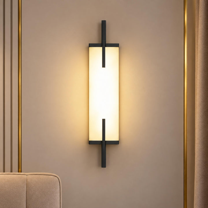 Modern Alabaster Wall Sconce Adjustable Copper Backplate Integrated LED Indoor Lighting