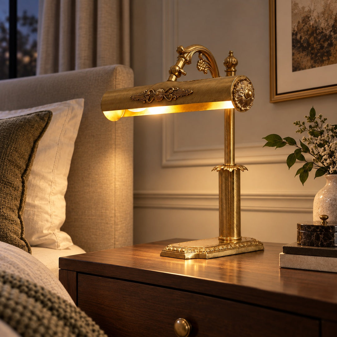 Contemporary Table Lamp Brass Body Adjustable Height E12 E14 Socket LED Lighting for Living Room