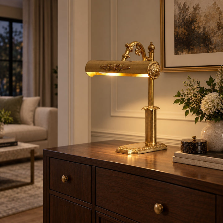 Contemporary Table Lamp Brass Body Adjustable Height E12 E14 Socket LED Lighting for Living Room