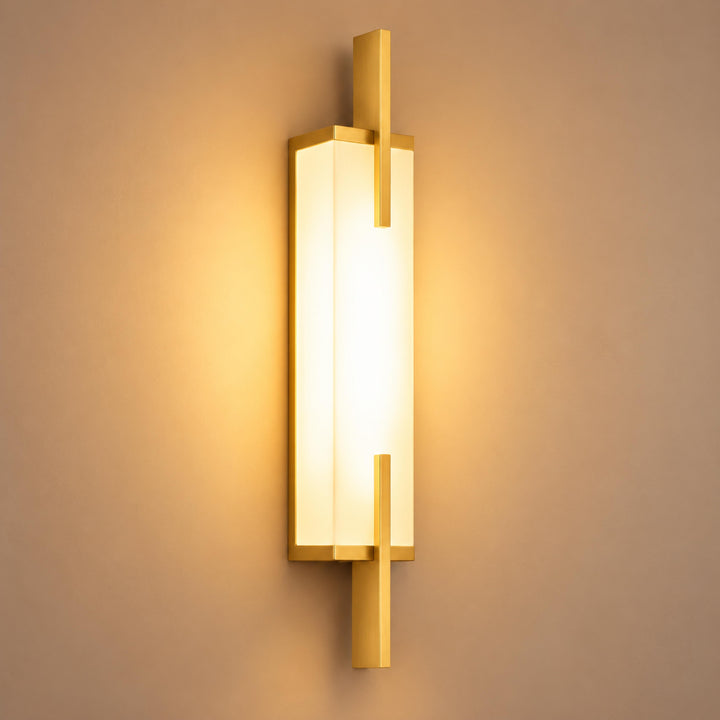 Modern Alabaster Wall Sconce Adjustable Copper Backplate Integrated LED Indoor Lighting
