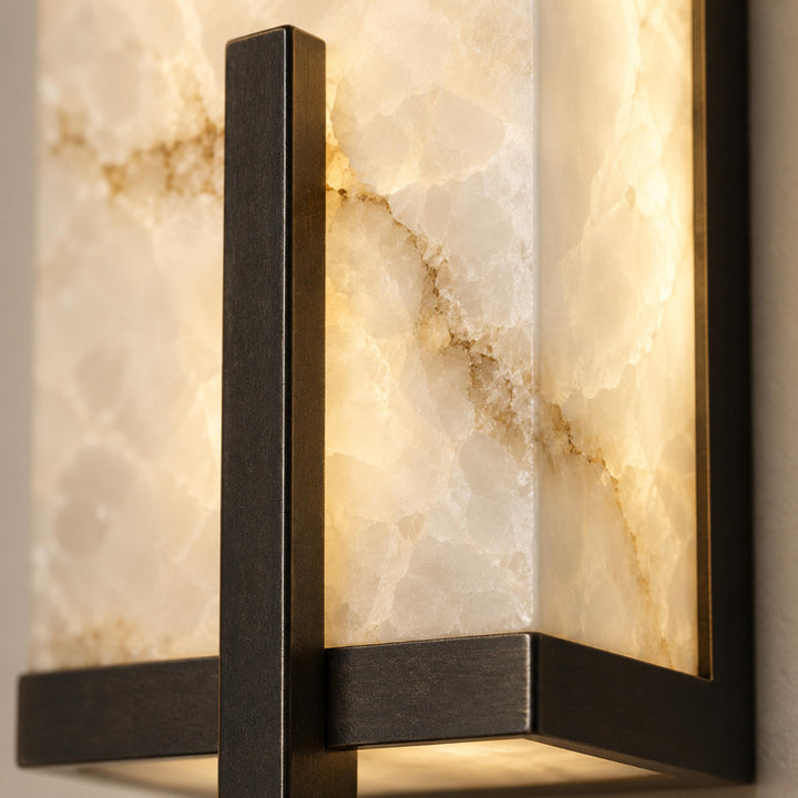 Modern Alabaster Wall Sconce Adjustable Copper Backplate Integrated LED Indoor Lighting