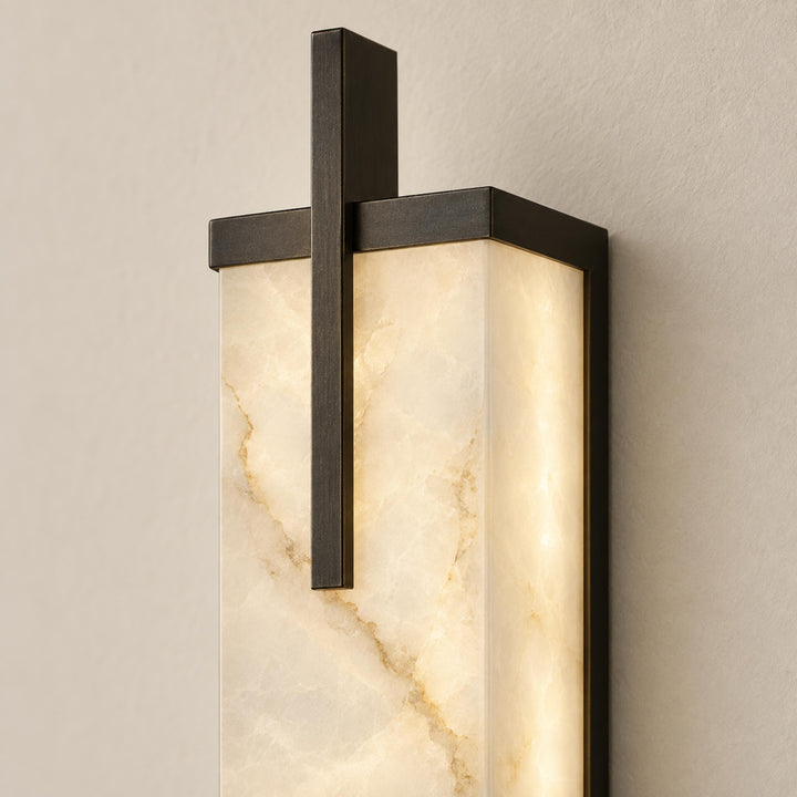 Modern Alabaster Wall Sconce Adjustable Copper Backplate Integrated LED Indoor Lighting