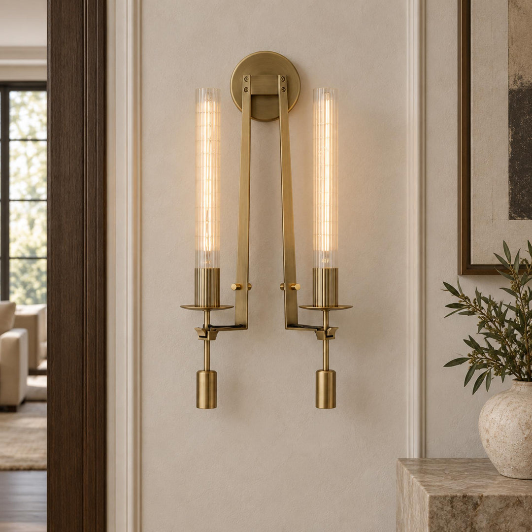 Classic French Wall Sconce Lighting Metal Wall Mounted Dimmable Glass Shade 120V 60W Max