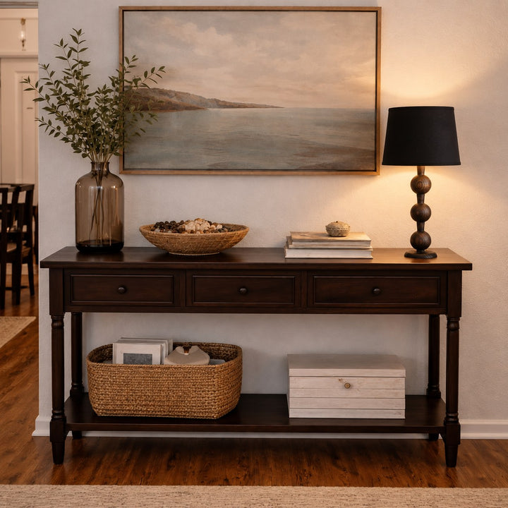 Modern Table Lamp with Solid Wood Base and Fabric Shade for Stylish Home Lighting