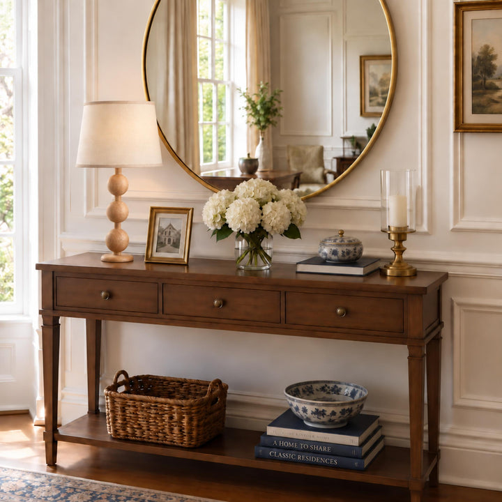 Modern Table Lamp with Solid Wood Base and Fabric Shade for Stylish Home Lighting
