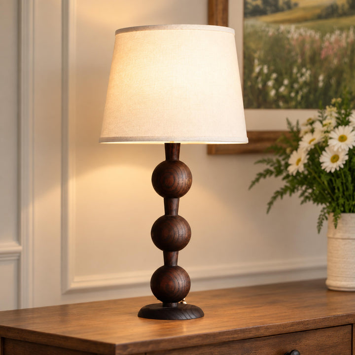 Modern Table Lamp with Solid Wood Base and Fabric Shade for Stylish Home Lighting
