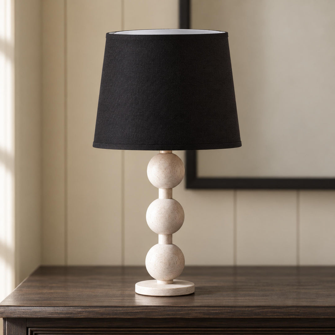 Modern Table Lamp with Solid Wood Base and Fabric Shade for Stylish Home Lighting
